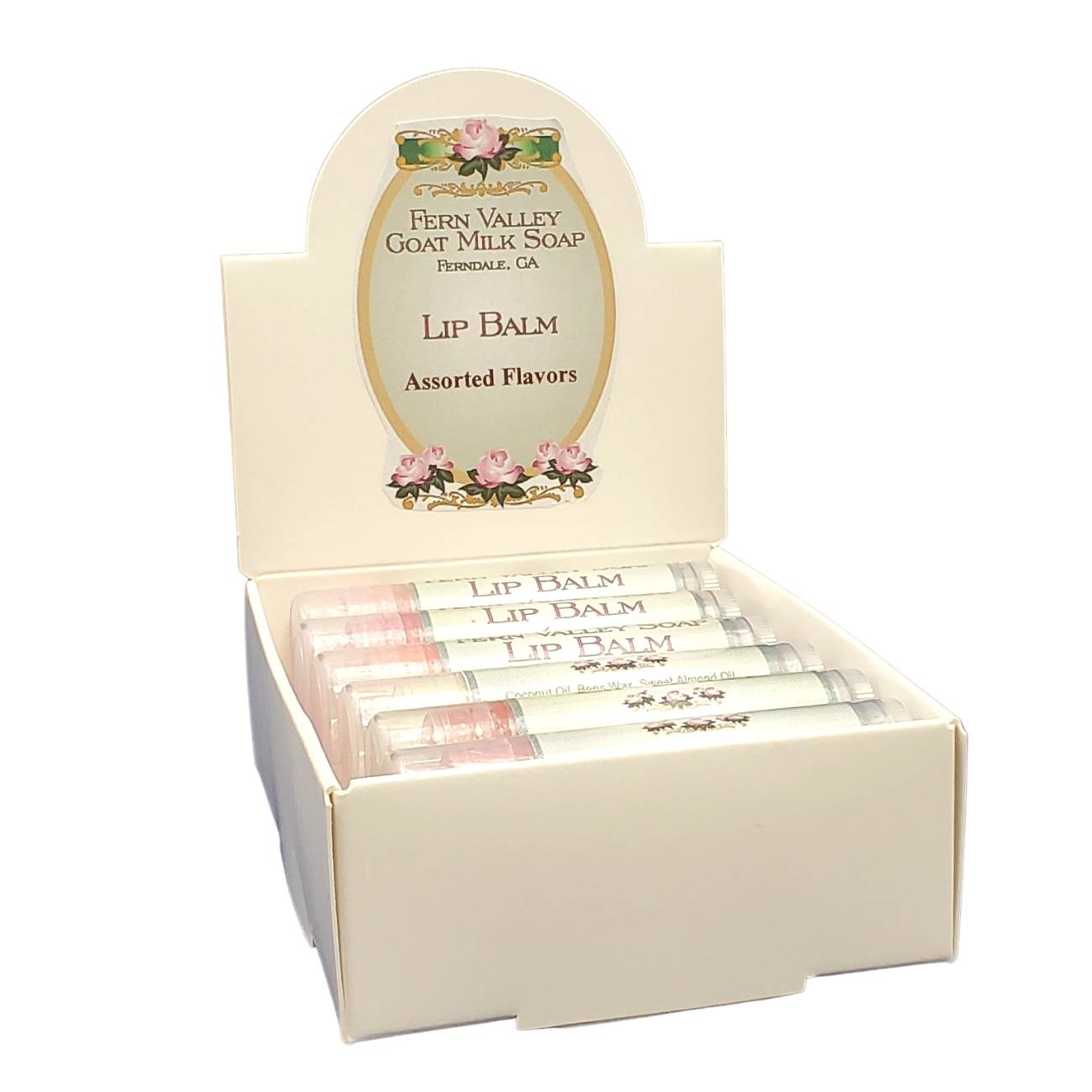 Natural Handmade Lip Balm | POP 12 Tube Display Boxes | Fern Valley Goat Milk Soap |  Fun Flavors